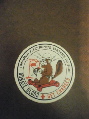 Grumman electronics systems division donate blood decal sticker