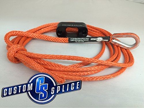 Custom splice pullzall synthetic winch rope conversion kit. (orange rope with