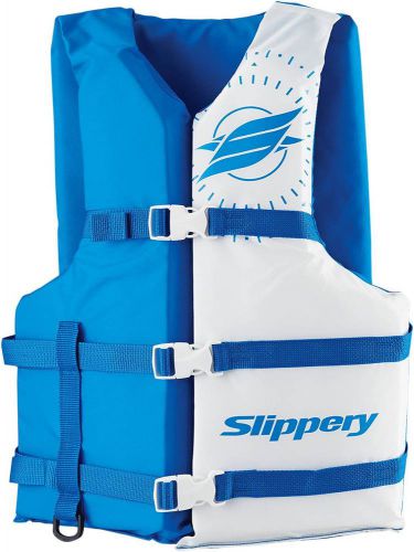 New slippery impulse mens nylon life vest, blue/white, universal