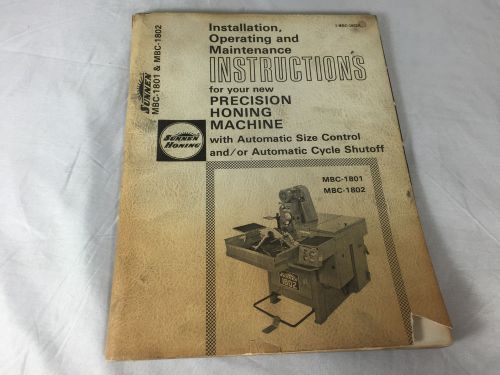Vintage sunnen hone inst manual mbc-1801 &amp; 1802 82 pages