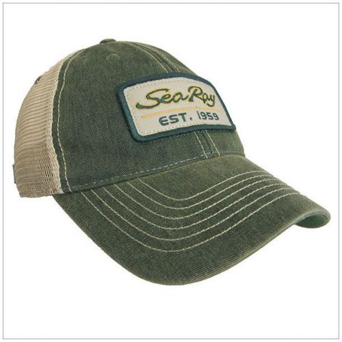 Searay boats 100% cotton/mesh back legacy cap hat - green/tan