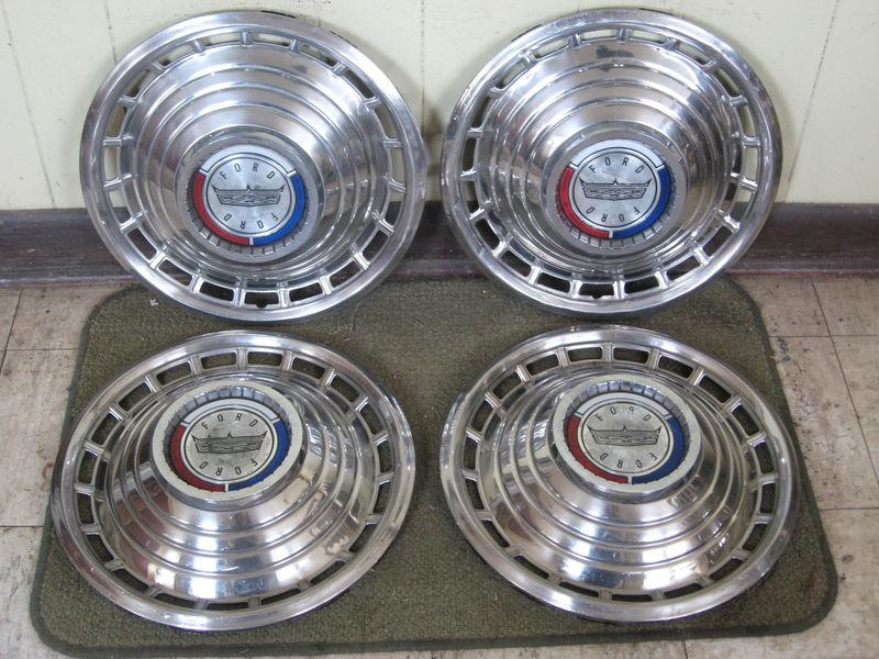 1963 ford hub caps 14" set of 4 wheel covers red white & blue