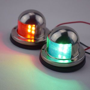 Pair of 12v stainless steel led bow navigation lights red &amp; green new arrival