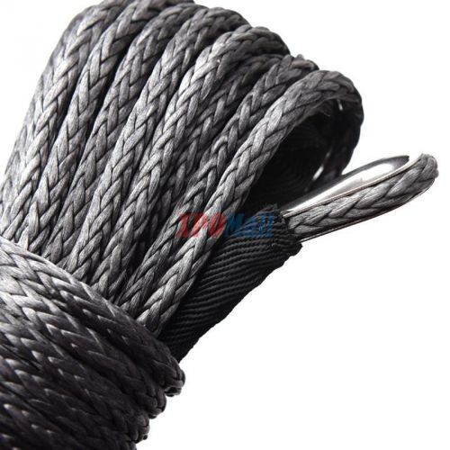 1/4&#034; x 50&#039; gray synthetic winch line cable rope 7000+ lbs with sheath (atv utv)