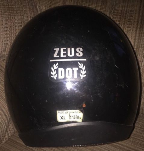 Vintage zeus brand black open face  motorcycle helmet dot  size **x-large**