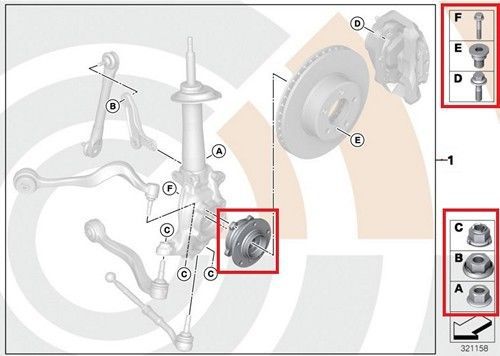 Bmw genuine front left or right wheel bearing service repair kit e60 e60n 312223