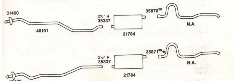 1964 chevy el camino dual exhaust system, aluminized with 283 & 327 engines