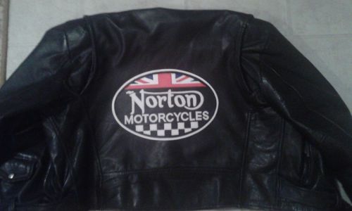 Norton motorcycles british oval back patch. 12 inch. synthetic leather. new.