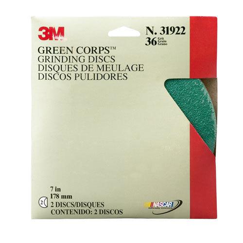 3m 7" 36 grit green corps sandpaper grinding discs 2 in a box 31922