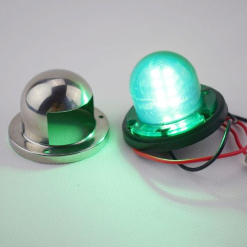 2x 12v stainless steel led bow navigation lights red &amp; green awesome