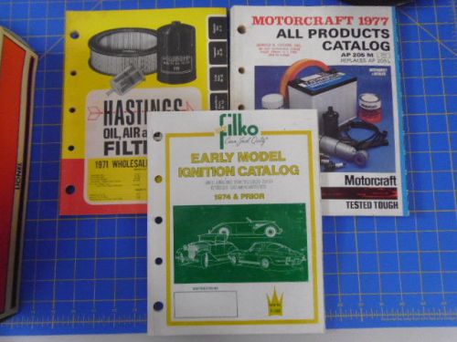 Three 1970&#039;s speed shop parts catalogs.... filko,motorcraft and hastings