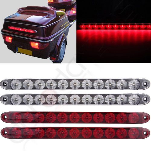 4x red 15&#034; submersible 11 led light bar stop turn tail backup for truck trailer