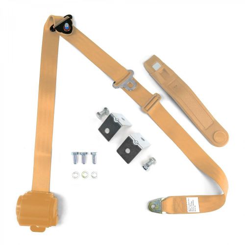 3 point retractable peach seat belt with mounting brackets - standard buckle