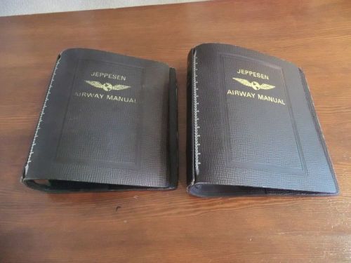 Set of 2 vintage jeppesen airway flight manual 7 ring binders  - duraflo vinyl