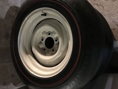 4x 15 inch steel wheels with vintage firestone super sport for chevy