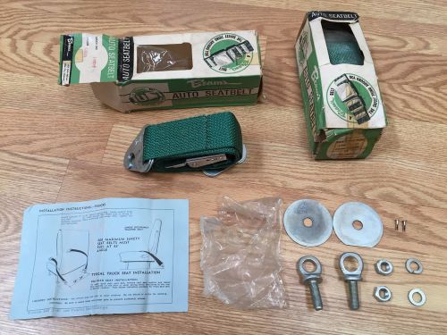 Nos 2 beam&#039;s vintage green truck or car auto seat belt new in box w hardware