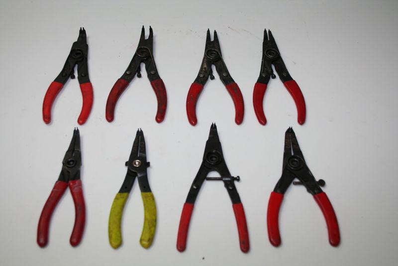 Snap ring lock ring pliers lot of 8 used engraved