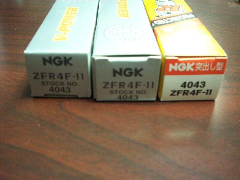 3 new ngk spark plugs zfr4f-11 stock# 4043