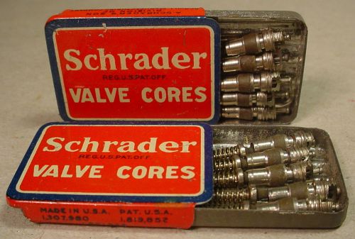 Schrader valve cores in original metal slide lid box made usa scovill brooklyn