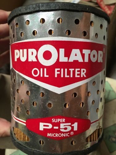 Vintage purolator oil filter p-51 1940-1962 cadillac, buick, chevy truck, olds