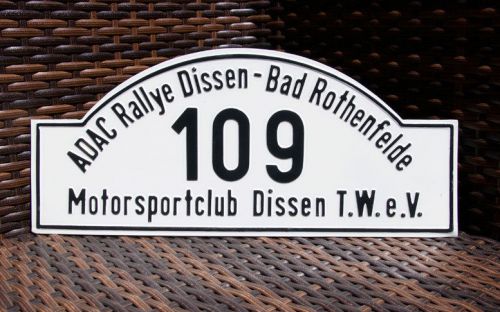 Vintage automobile rally sign / plaque # adac rallye dissen bad rothenfelde