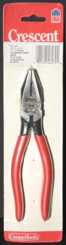 Crescent 50-7cv 7" linesman's side cutting plier cushioned handles made in usa