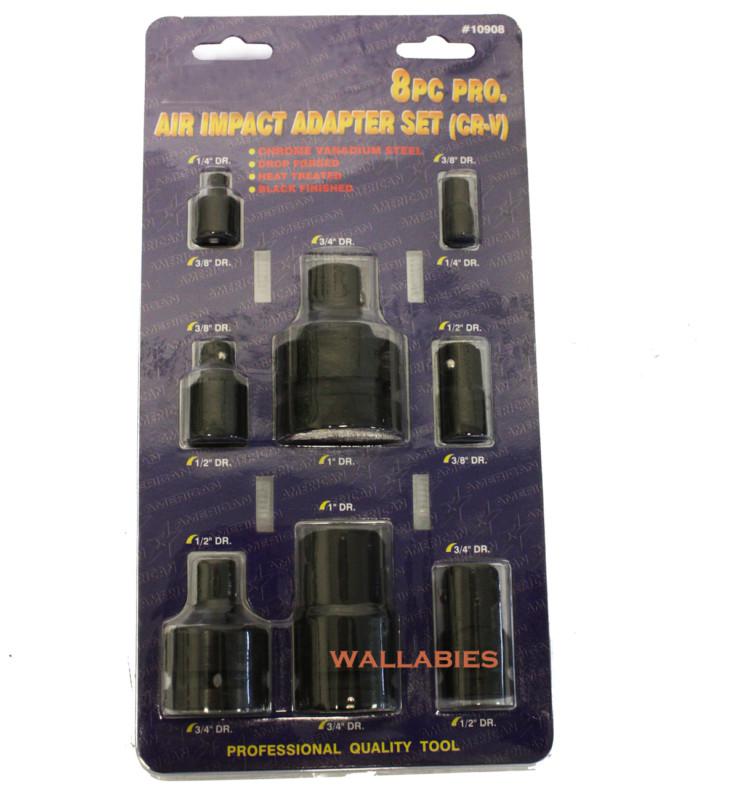 Pro 8 pc air impact socket adapter and reducer set 1" 3/4" 1/2" 3/8" 1/4"  10908