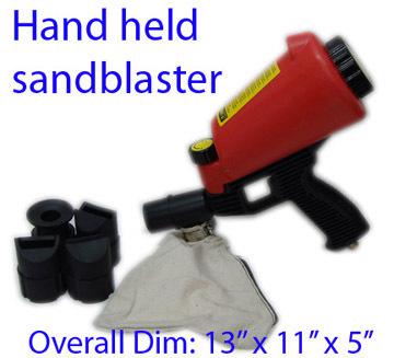Hand held sandblaster gun gravity feeder
