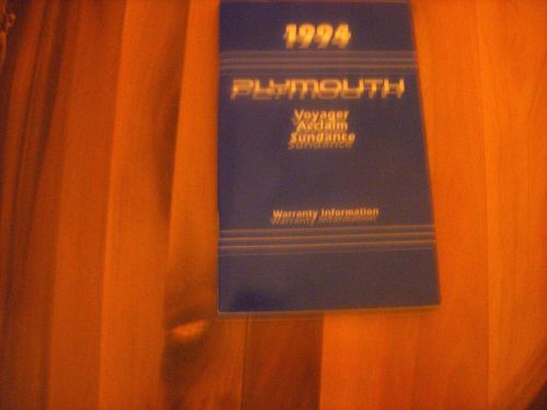1994 plymouth  voyager  acclaim and sundance  owners manual
