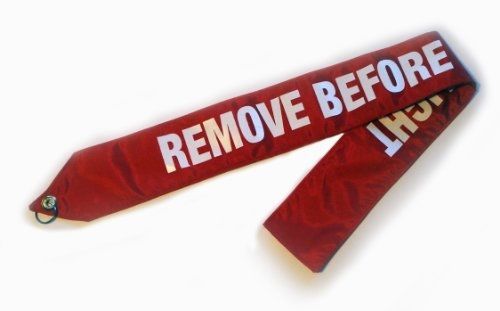 Apex imports nylon remove before flight banner - 31&#034; x 3&#034; - red