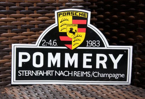 Vintage magnetic rally sign / plaque # porsche rallye pommery reims champagne