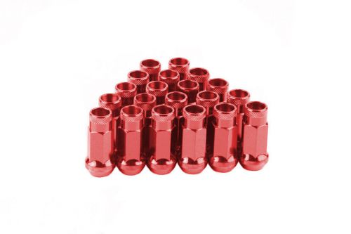 Open ended steel wheel lug nuts 17hex 20 pcs m12x1.5 red  48mm