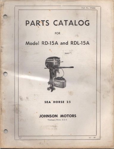 1953-1954 johnson outboard motor sea horse 25 p/n 376259 parts manual (803)