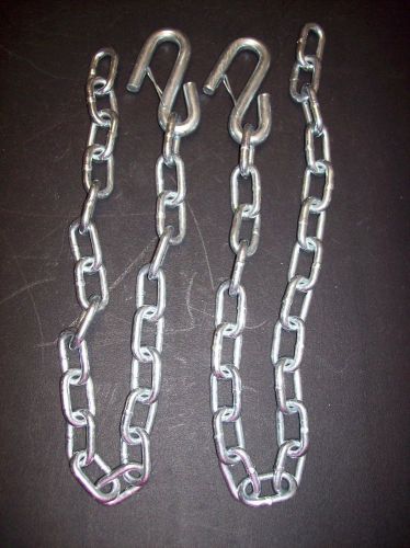 2 trailer 1/4&#034; x 28&#034; safety chains w/ s hooks and safety latch grade 30 ax7