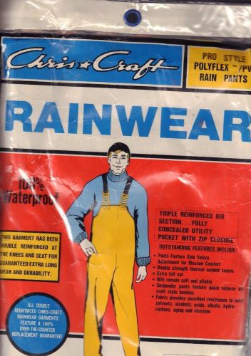 New vintage sz med chris-craft mod sc-7704 polyflex-pvc rain pants sealed