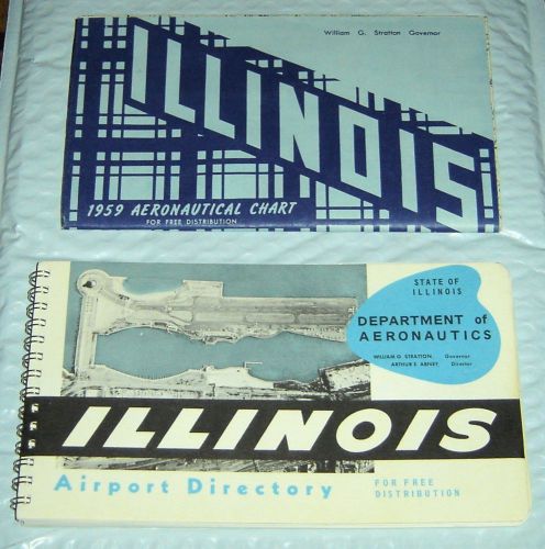 Vintage 1960 jeppesen illinios airport directory + 1959 aeronautical chart