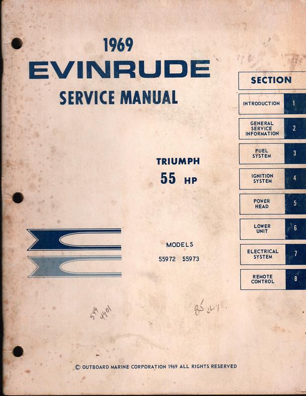 1969 evinrude outboard motor triumph 55 hp service manual
