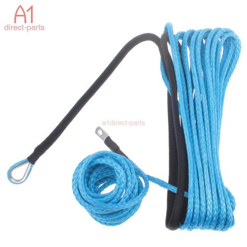 1/4&#034; x 50&#039; blue  synthetic fiber winch line cable rope 6600+ lbs suv atv utv kfi