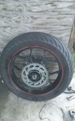 2015 yamaha r3  rear wheel / back rim w/ rotor  *straight* with tire / sprocket
