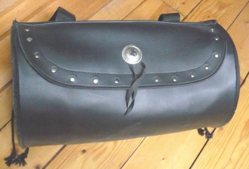 Motorcycle black leather detachable travel bag w/ studs-concho - new !!