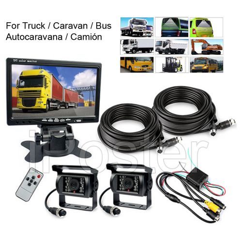 2x 4pin truck trailer rear view ccd camera 33ft+7&#034; car monitor night vision kit