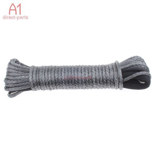 1/4&#034;×50&#039; gray synthetic fiber winch line rope 7200 lbs car atv utv w/ sheath