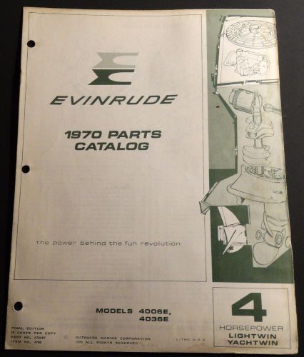 1970 evinrude outboard 4 hp lightwin &amp; yachtwin parts manual p/n 279267  (121)