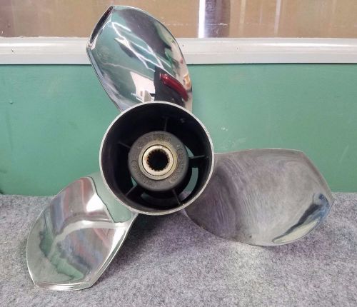 Used attwood omc/volvo sx 14 3/8 x 21 ballistic stainless propeller, pt # 346034