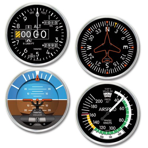 Trintec  aviator 2010  acrylic coasters altimeter gyro horizon vor aviation new