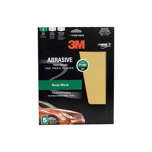 3m 180 grit gold abrasive sandpaper 9" x 11" dry sanding sheets 5 in a box 32545