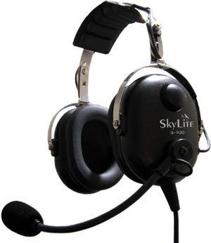 Sl-900 skylite aviation pilot ga headset w/ gel seal, dual plug free bag