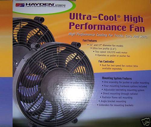 17&#034; hayden 3817 hi performance 2 speed electric fan new