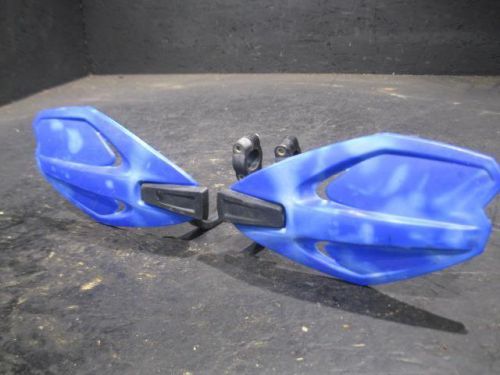 Used 7/8&#034; handlebar plastic blue handguards mounts dirtbike snowmobile enduro