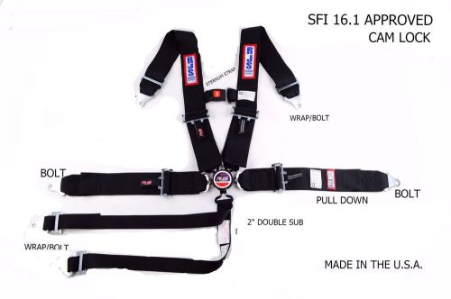 Rjs racing sfi 16.1 cam lock 5 pt harness roll bar black sternum strap